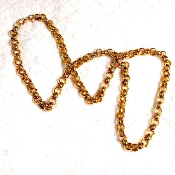 Vintage AFJ 80's Hefty Goldtone 30" Interlocking Chain Necklace - Picture 10 of 10